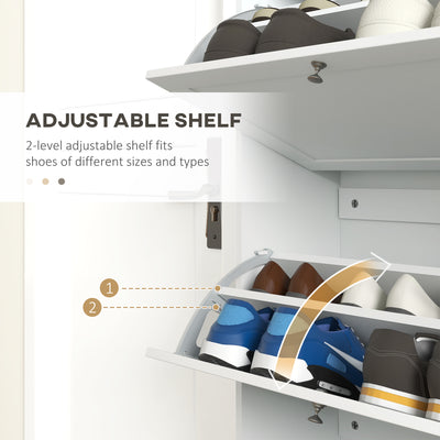 HOMCOM Modern Compact Three-Drawer Shoe Storage Cabinet - White 