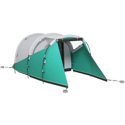 Outsunny Three-Man, 3000mm Water-Resistant Two-Room Tunnel Tent - Green 