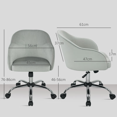 HOMCOM Velvet-feel Swivel Office Chair - Grey 