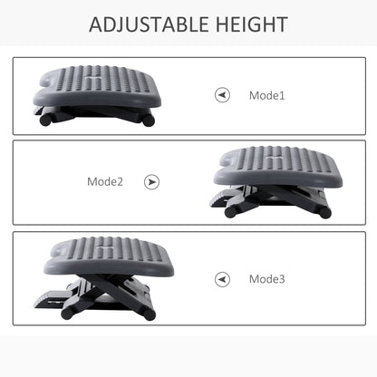 HOMCOM Footrest Adjustable Height & Angle Tilting Platform Home Office Foot Rest Charcoal Grey 