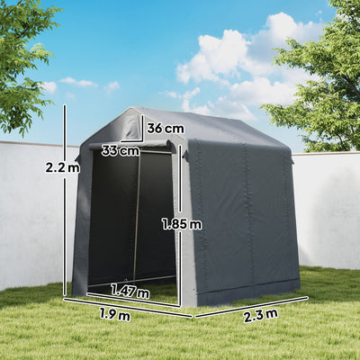 Outsunny 7.5 x 6.2 ft Outdoor Garden Storage Shed, Waterproof Bike Tent with Roll-Up Zipper Door and Vent, Dark Grey 