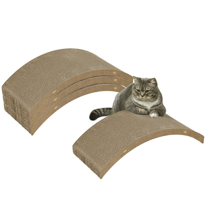 PawHut Four-Piece Cat Scratching Board, Cat Treadmill Replacement, 55 x 26cm - Brown 