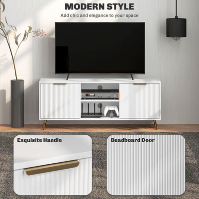 HOMCOM Modern TV Stand Cabinet for TVs up to 55", TV Unit with 2 Open Shelves and 2 Cabinets, Entertainment Centre with Cable Management for Living Room, White 