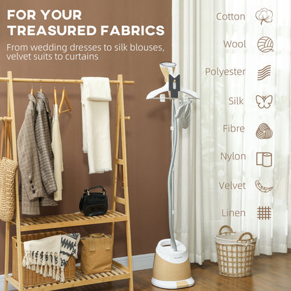 HOMCOM 1800W Standing Clothes Steamer, with Accessories - Grey 