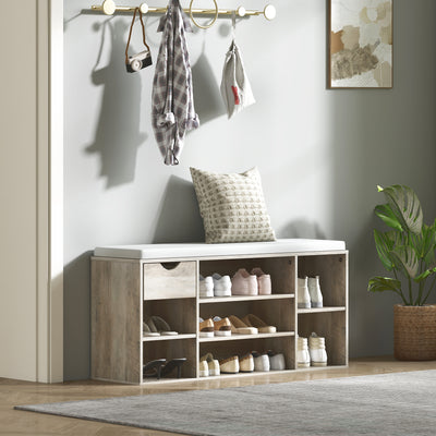 HOMCOM Shoe Storage Bench with Cushion - Grey 