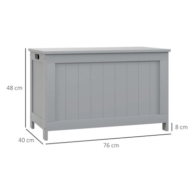 HOMCOM Storage Chest, Modern Storage Trunk with 2 Safety Hinges and Cut-out Handles, Wooden Toy Box for Living Room, Entryway, 76 x 40 x 48 cm, Grey 