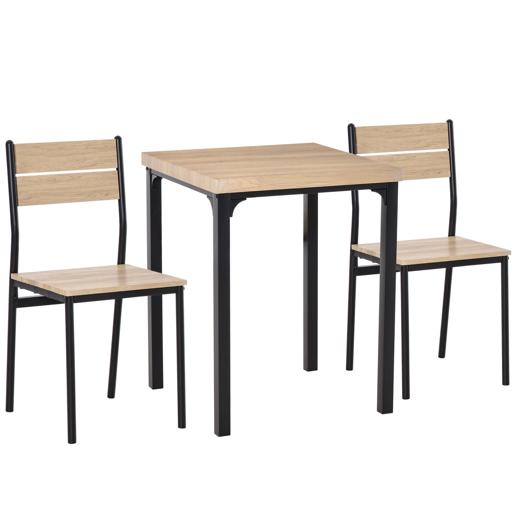 HOMCOM Three-Piece Minimal and Compact Dining Set, Light Wood Grain 