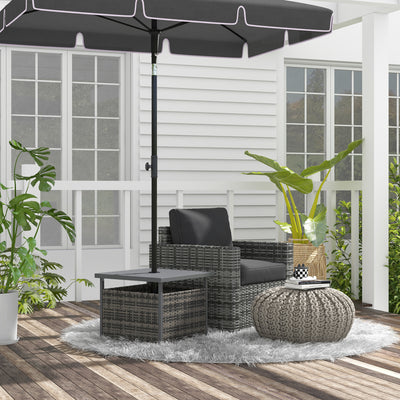 Outsunny Outdoor Rattan Wicker Coffee Table w/ Umbrella Hole Suitable for Garden Garden 