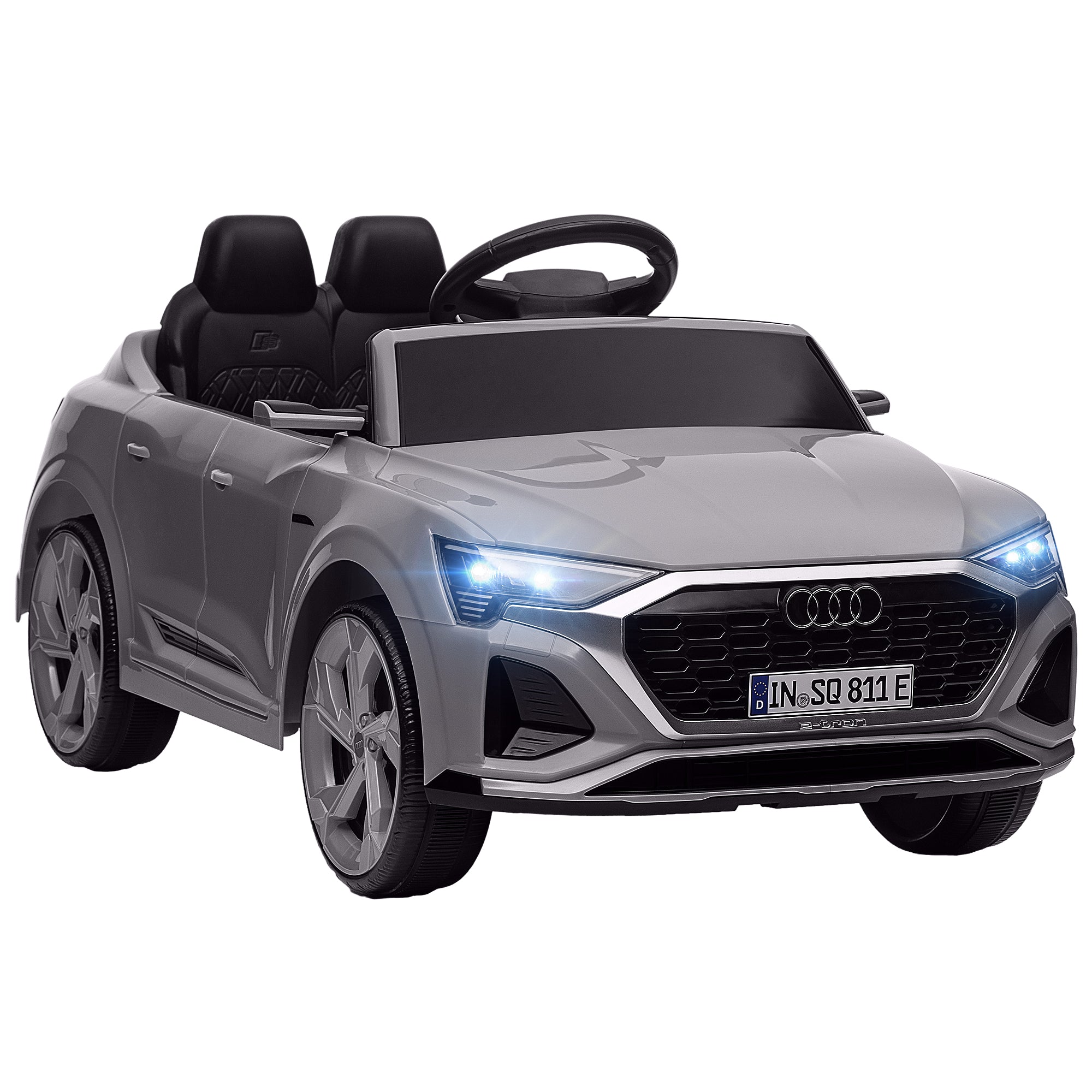 AIYAPLAY Audi Q8 e-tron Sportback Licensed 12V Ride on Car w/ Remote, 4 Spring Suspension Wheels, Headlights, Music, Horn - Grey 