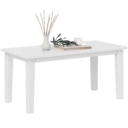 Outsunny Outdoor Garden Coffee Table, HDPE All-Weather Garden Table, Rectangular Outdoor Table with Slatted Tabletop for Patio, Balcony, 91 x 44 x 42 cm, White 