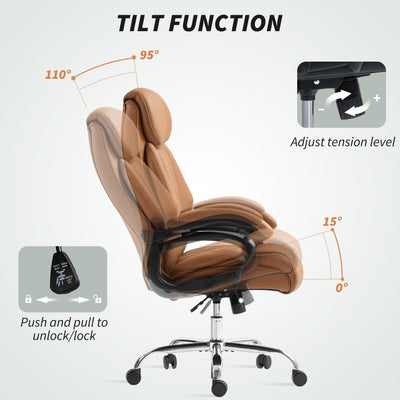 HOMCOM Spring Padded Faux Leather Office Chair - Light Brown 