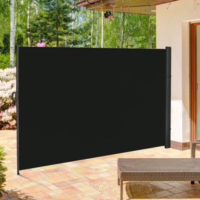 Outsunny Retractable Sun Side Awning Screen Fence Patio Garden Wall Balcony Screening Panel Outdoor Blind Privacy Divider (3x2M, Black) 