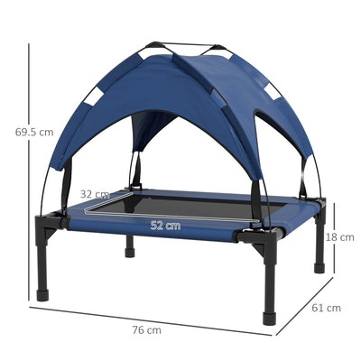 PawHut Cooling Raised Pet Bed w/ Washable Breathable Mesh, for Small Medium Dogs, 76 x 61 x 69.5cm - Dark Blue 