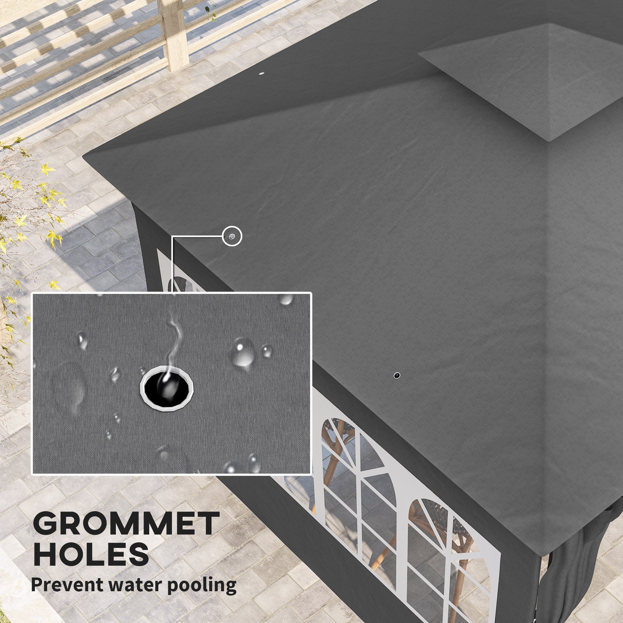 Outsunny 3 x 3 m Garden Gazebo, Double Roof Metal Gazebo with Removable Sidewalls and Church Windows, Outdoor Canopy Shelter, Dark Grey 