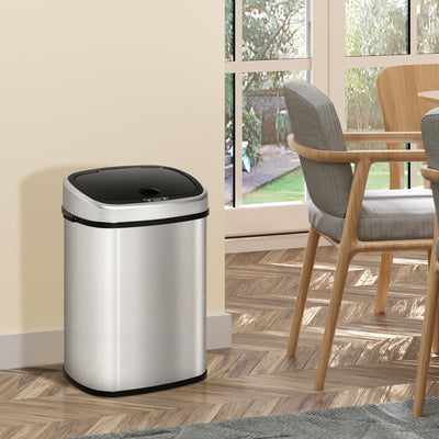 HOMCOM Stainless Steel Kitchen Sensor Dustbin Automatic Touchless Rubbish Garbage Waste Bin 58L Silver 