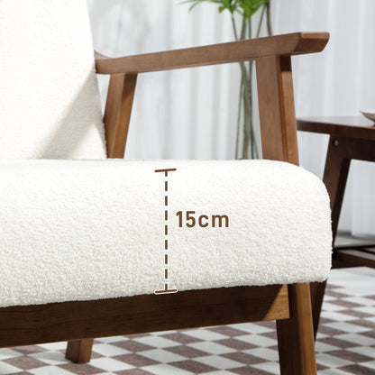 HOMCOM Boucle Seat Mid Century Accent Chair - White 
