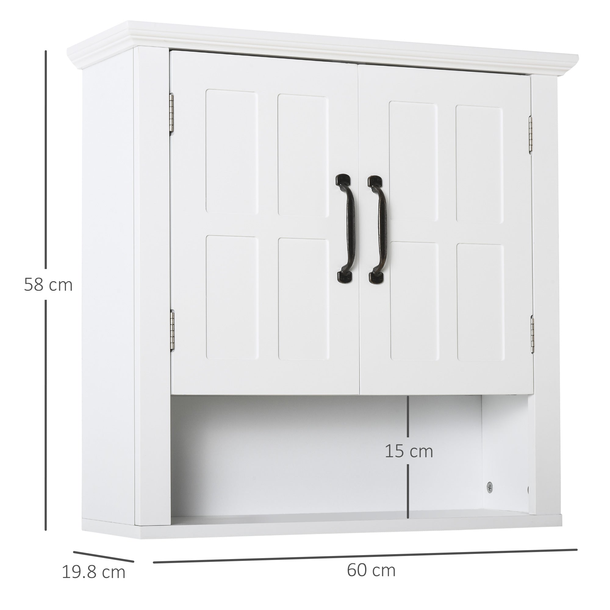 HOMCOM Bathroom Wall Cabinet, Medicine Cabinet, Kitchen Cupboard with 2 Doors and Adjustable Shelf, White 