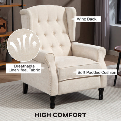 HOMCOM 150° Reclining Vintage Armchair, with footrest - Beige 