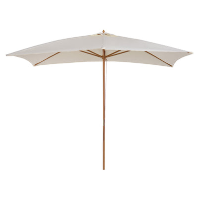 Outsunny 2 x 3m Wooden Garden Parasol Umbrella Outdoor Sun Shade Canopy, Cream White 