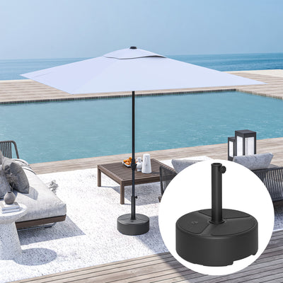 Outsunny Round Garden Parasol Base, Garden Umbrella Stand Heavy Duty Parasol Base, Filled Up to 20kg with Stand or 18kg with Water for Garden, Poolside, Black 