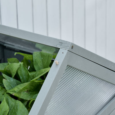 Outsunny Garden Cold Frame Polycarbonate Greenhouse with Adjustable Shelves, Double Doors, Openable Top Covers, Grow House for Flower Vegetable Plants, 80 x 47 x 138cm, Grey 