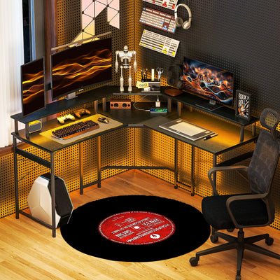 HOMCOM 'L' Shaped Work Desk, with LED Lights - Black 