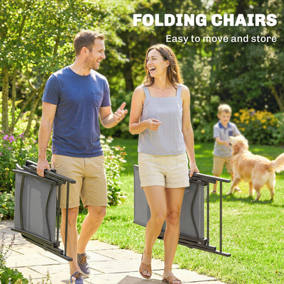Outsunny 5 Pieces Outdoor Dining Set, Garden Dining Set for 4 with Square Table and Folding Chairs, Grey 