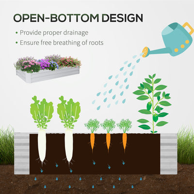 Outsunny Raised Garden Bed with Greenhouse, Steel Planter Box with Plastic Cover, Roll Up Window, Dual Use for Flowers, Vegetables, Fruits and Herbs, 185L x 95W x 92H cm, Clear 