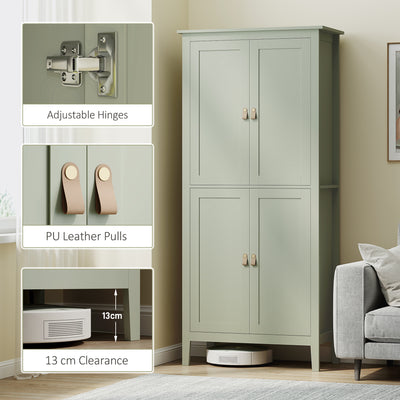 HOMCOM Tall Pantry Cupboard with Motion Sensor LED Light - Green 