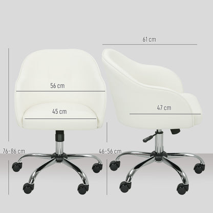 HOMCOM 46-56 cm Velvet-feel Office Chair - Cream