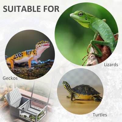 PawHut Tortoise House, Small Reptile Wooden House, with Mesh Roofs, Side Panels, for Turtles, Lizards, Geckos and Snakes 