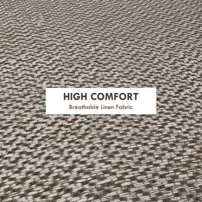 HOMCOM Round Linen-Look Storage Ottoman - Light Grey 