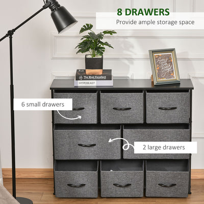 HOMCOM Chest of Drawers with 8 Foldable Drawers, 3-Tier Fabric Bedroom Dresser, Clothes Storage Unit for Bedroom Living Room, Dark Grey 