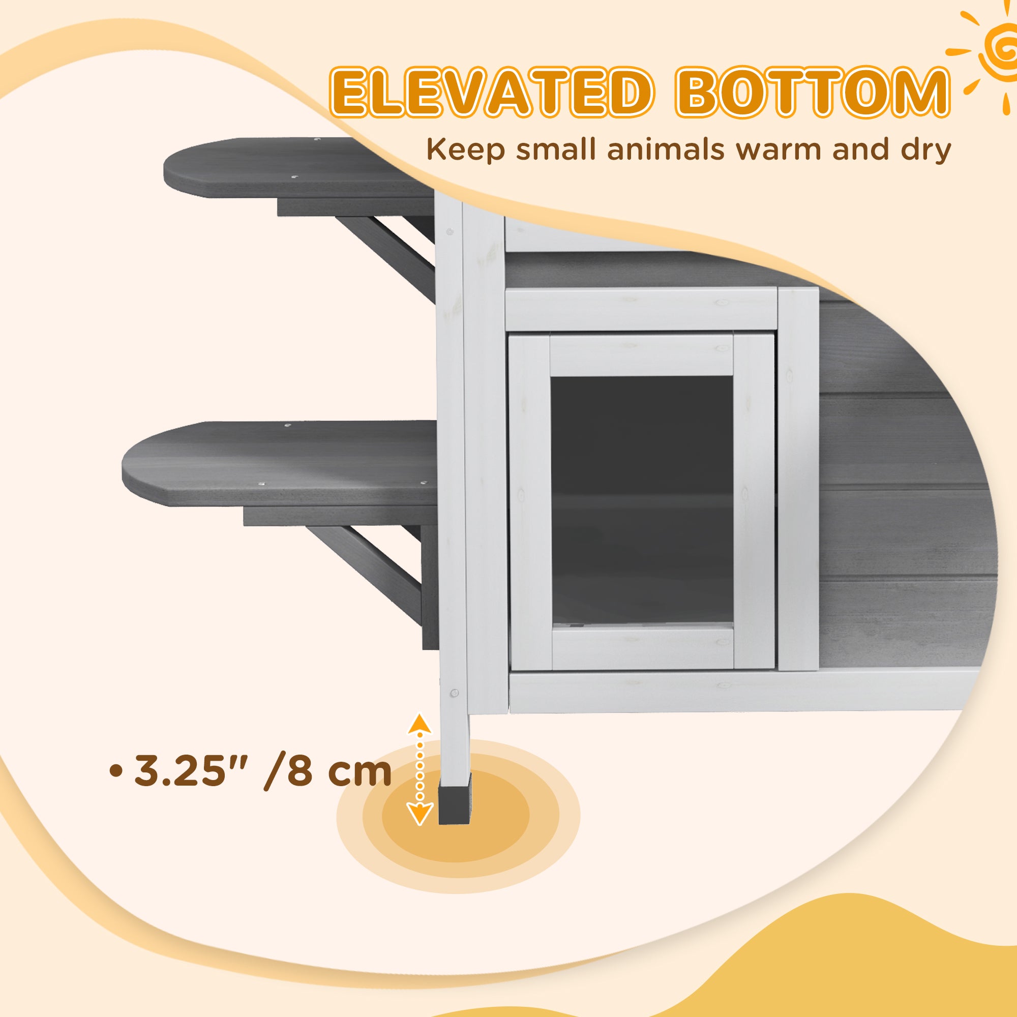 PawHut 2-story Cat House Outdoor, Weatherproof Wooden Cat Enclosure for Feral Cats with Escape Door, Openable Roof, Jumping Platforms, Grey 