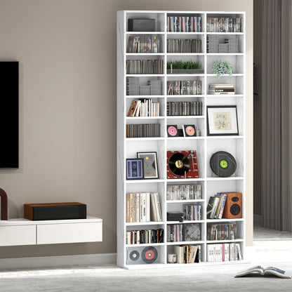 HOMCOM CD Storage Unit with Adjustable Shelves, 102 x 195 cm, Marble Effect