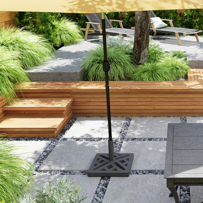 Outsunny Garden Parasol Base, 15kg HDPE Outdoor Umbrella Stand Parasol Stand with Cut-Out Design, Sun Umbrella Base for Deck Poolside, Black 