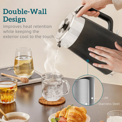 HOMCOM Electric Stainless Steel Kettle and Toaster Set, 3000W 1.7L UK Strix Thermostat Fast Boil Kettle w/ Limescale Filter, Cool Touch Body, 4 Slice Toaster with 7 Browning Levels, Crumb Tray, Black 