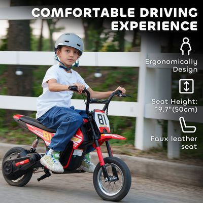AIYAPLAY Kids Electric Motorbike, 24V Ride On Motorcycle with 3 Speeds and Rear Suspension, Dirt Bike for 8-12 Years Old, Red 