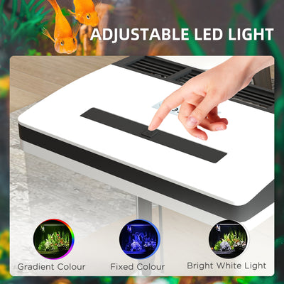 PawHut 13L Glass Aquarium Fish Tank with Filter, LED Lighting, for Betta, Guppy, Mini Parrot Fish, Shrimp, 29 x 20 x 30.5cm 