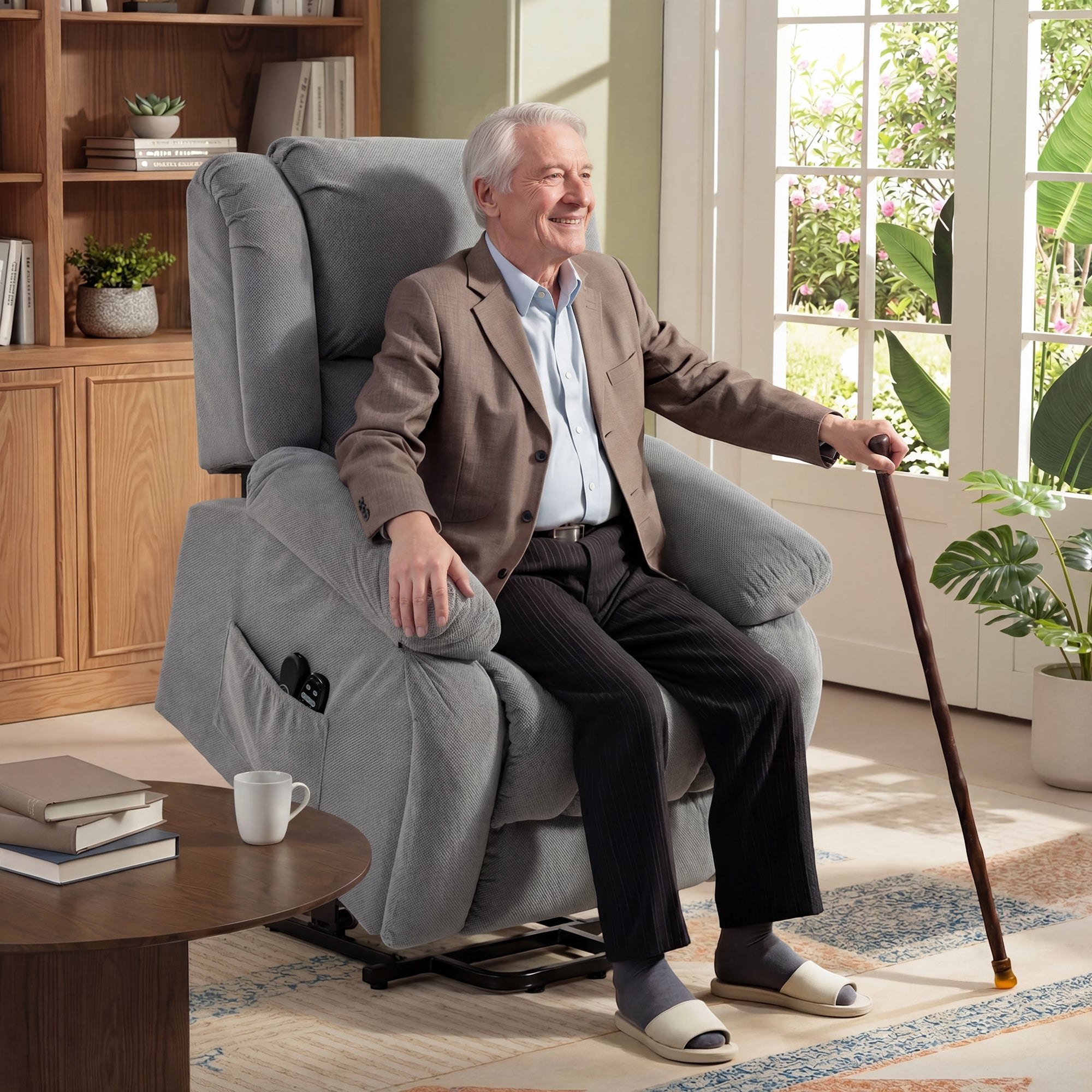 HOMCOM Recliner Armchair Lift Chair, Electric Recliner Chair with Vibration Massage and Heat, Wide Seat, USB Port, Light Grey 