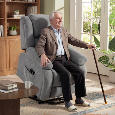 HOMCOM Recliner Armchair Lift Chair, Electric Recliner Chair with Vibration Massage and Heat, Wide Seat, USB Port, Light Grey 