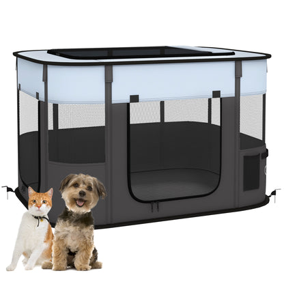 PawHut Foldable Dog Pen with Storage Bag for Indoor/Outdoor Use - Grey 