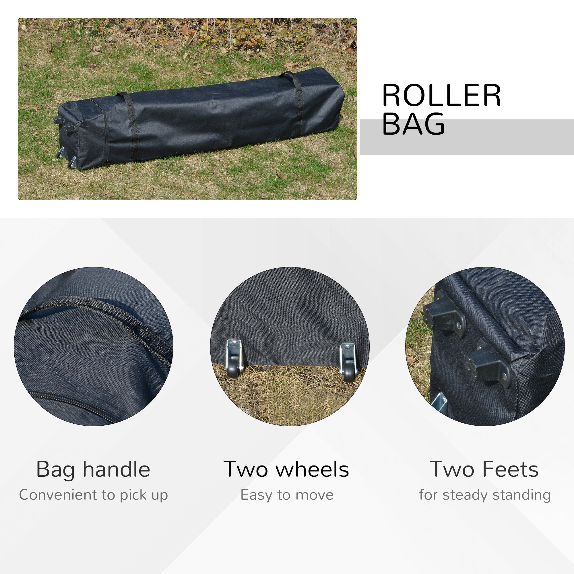 Outsunny 4 x 4m Pop-up Gazebo Double Roof Canopy Tent with UV Proof, Roller Bag & 3-Level Height Adjustable Outdoor Party, Steel Frame, Grey