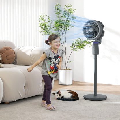 HOMCOM Pedestal Air Circulation Fan with Oscillating, Light Off, Grey 