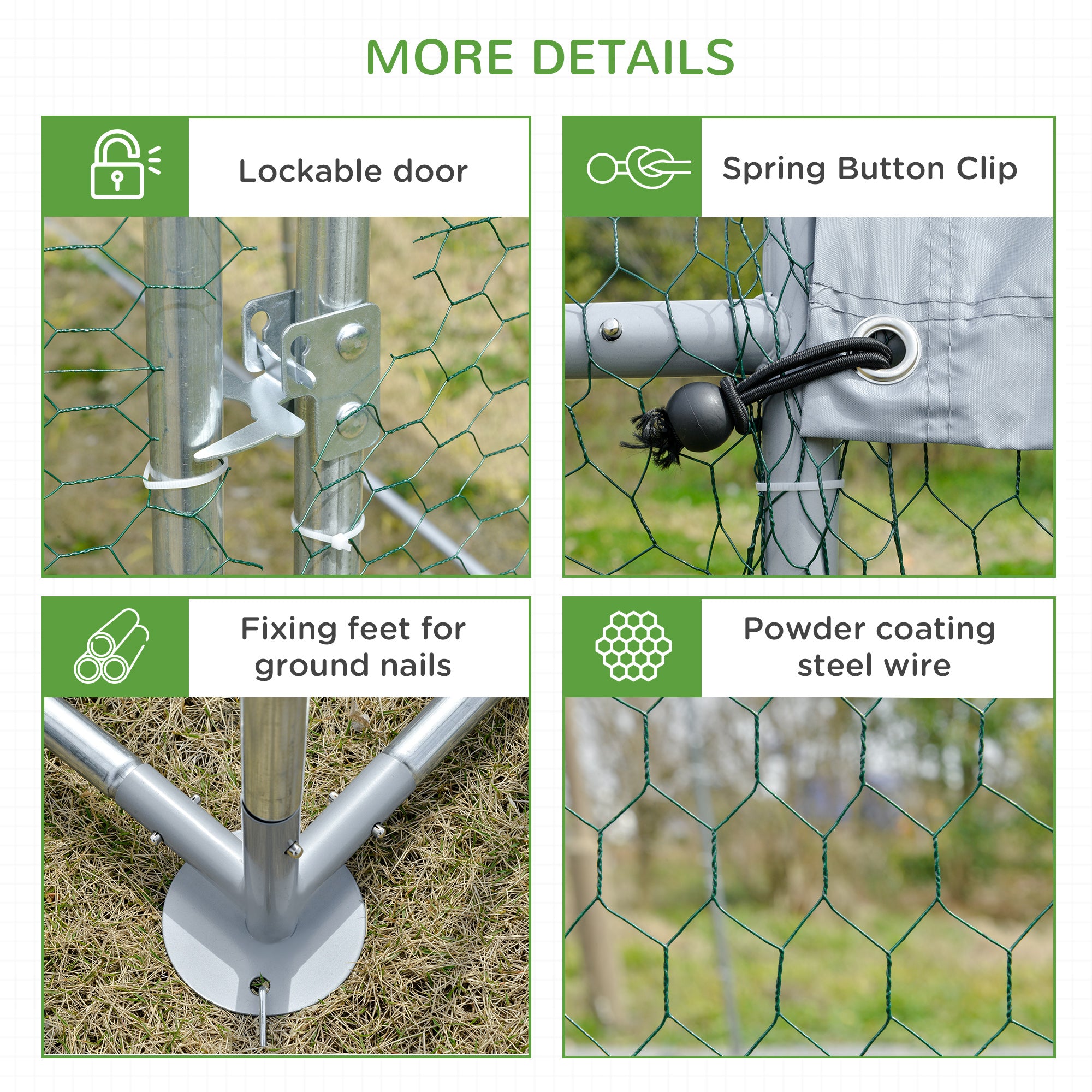 PawHut Walk In Chicken Run Galvanised Chicken Coop Hen Poultry House Cage Pet Playpen Garden with Water-Resist Covers 