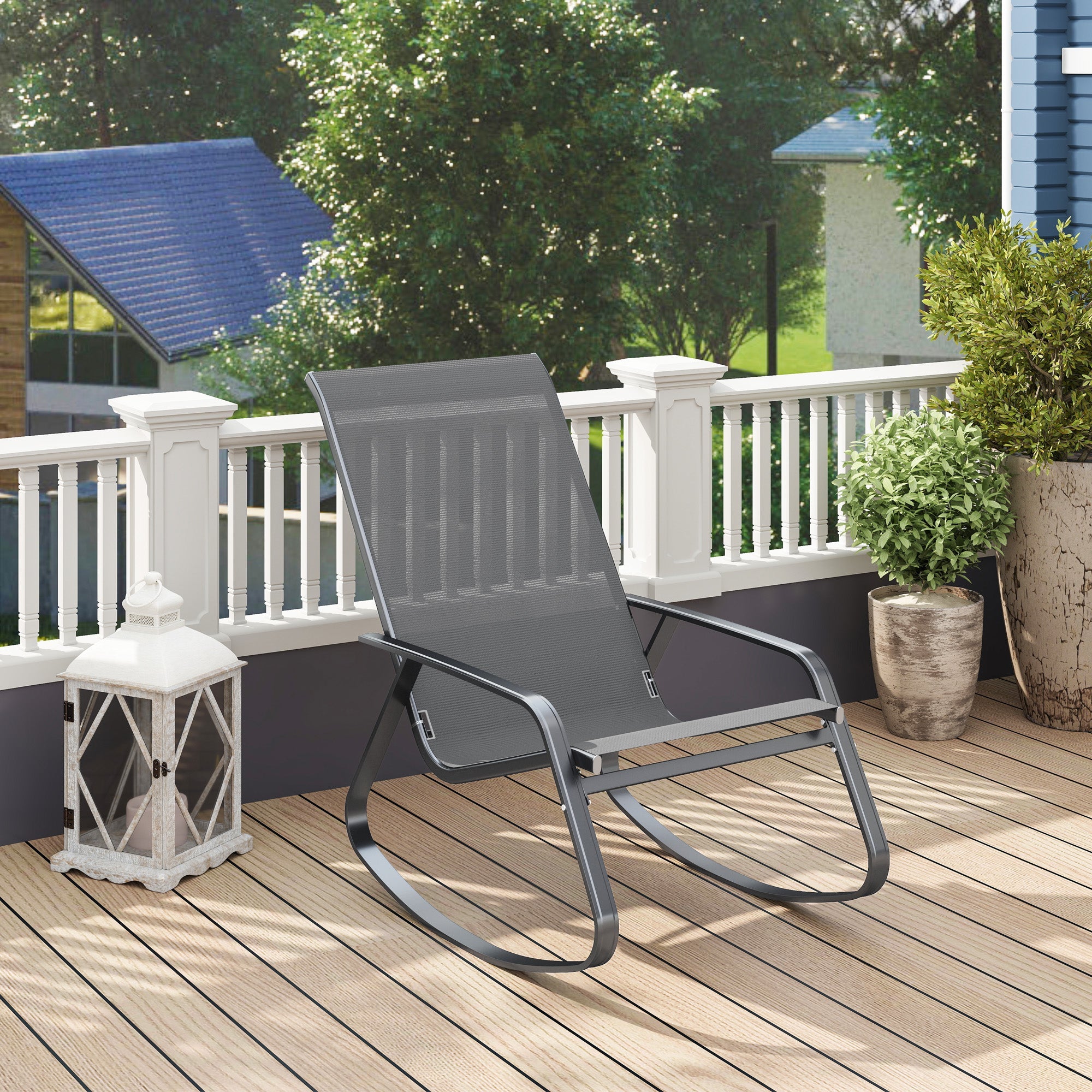 Outsunny Rocking Garden Chair - Grey 
