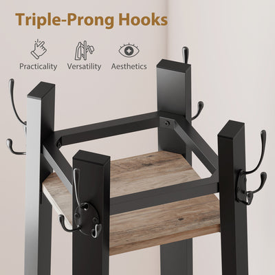 HOMCOM Industrial-Style Four Shelf Coat Stand - Grey/Black 