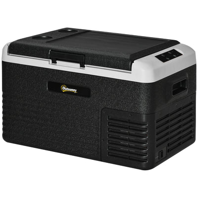Outsunny 30L Car Refrigerator, Portable Compressor Car Fridge Freezer, Electric Cooler Box with 12/24V DC and 110-240V AC for Camping, Driving, Picnic, Down to -20\'e2\'84\'83 
