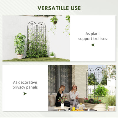 Outsunny Set of 2 Garden Trellis, Metal Fence Panels for Climbing Outdoor Plants, Flowers, 180 x 50cm 