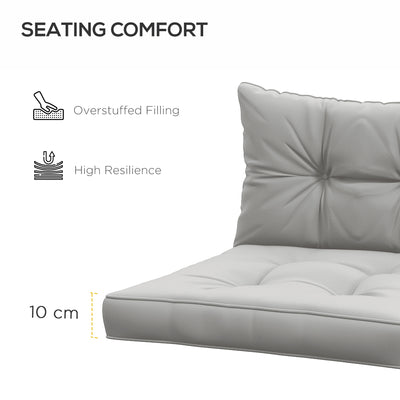 Outsunny 2-Piece Seat Cushions Back Pillows Replacement, Patio Chair Cushions Set for Indoor Outdoor, Light Grey 